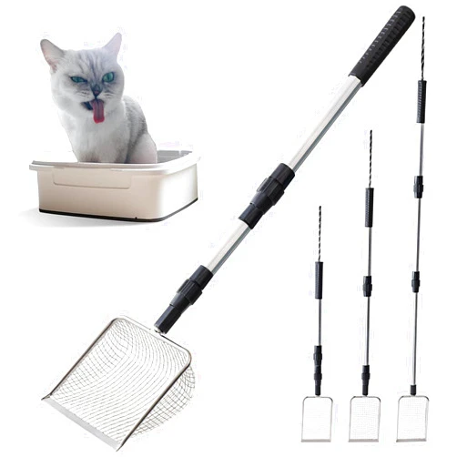 Polarduck Cat Litter Scoop for Litter Box: Long Handle Metal Cat Poop Scooper Extendable Heavy Duty & Non-Stick with Extra Small Kitty Litter Scoop & Litter Scoop Holder | Chicken Coop Pooper Scooper