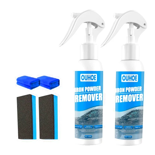 FLEWSUN Ouhoe Iron Powder Remover,Rust Out Instant Remover Spray,Car Rust Removal Spray,Iron Powder Remover for Car,Iron Cleaner for Car Rust Remover(2PCS*100ML)