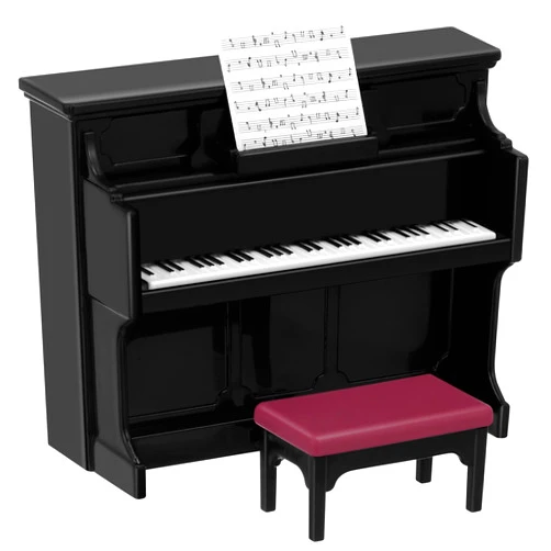 HEALLILY Mini Dollhouse Piano: Black Plastic Dollhouse Piano and Stool Set with Music Sheet for Scene Shooting Props Doll House Decoration, 3.58 X 2.75 X 1.45 Inches