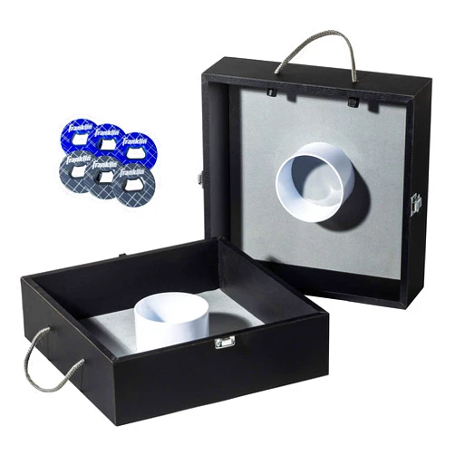 Franklin Sports Washer Toss Set — Includes 2 Tournament Size Washer Toss Targets and 6 Steel Washers — Easy Carry Handles and Metal Hatch