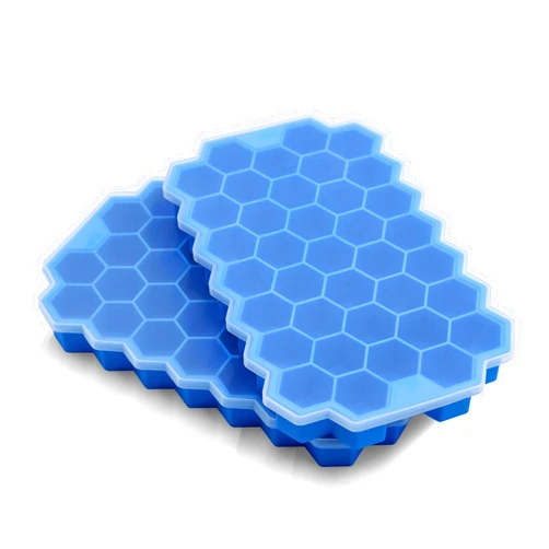 BIDFUL Ice Cube Trays for Freezer with Lid-37 Grid Silicone Ice Cube Tray with Lid for Small Ice Cube Molds,Easy-Release Reusable Ice Cube in Ice Bucket for Iced Coffee Cup