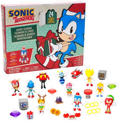 Sonic The Hedgehog Advent Calendar 2024 - 24 Surprises with Exclusive Collectible 2.5 Inch Holiday Action Figures!