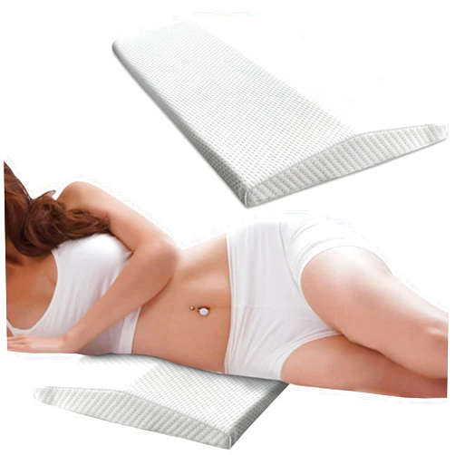 AAAini Lumbar Support Pillow for Bed, Memory Foam Pillow for Sleep, Waist Support Cushion, Lower Back Pillow for Back Pain Relief - White