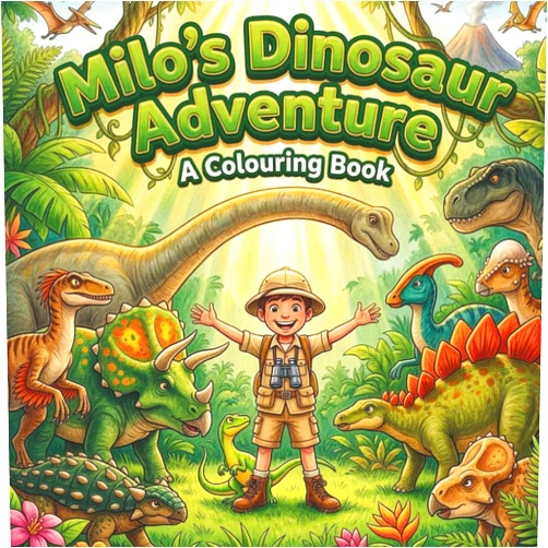 Absolute Lifestyle Milo's Adventure Series: Dinosaur Adventure Colouring Book for Kids Ages 4-7 | Meet Amazing Dinosaurs with Milo