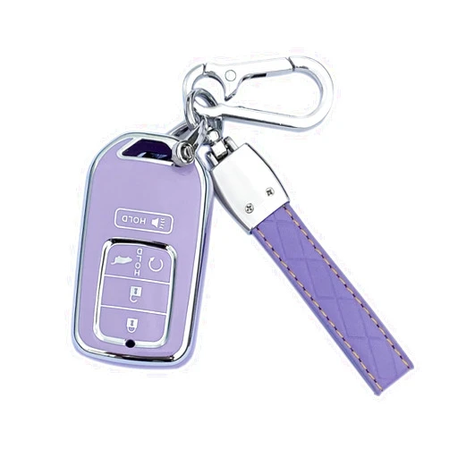 ShuDay Key Fob Case Cover Compatible With Honda Accord Civic Cr-V Hr-V Fit Odyssey Jed Crosstour Crider Accessories (Purple)