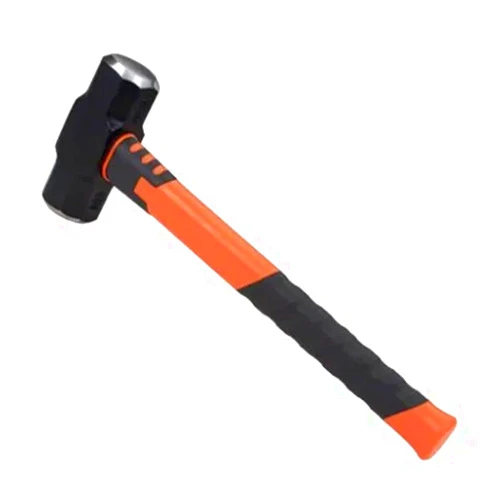 MEZHI 4 Pound Hard Face Sledge Hammer, 50-55 HRC, 16-Inch Fiberglass Handle, Overstrike Protection, Textured Grip
