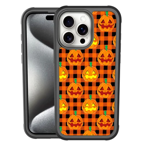 RYBOOL Case for iPhone 15 Pro Max Fashion Design,Full Body Protective Shockproof TPU Bumper and PC Back Protective Armor Phone Cover for iPhone 15 Pro Max 6.7 Inch 2023(Halloween Pumpkin)