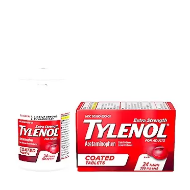 Tylenol Extra Strength Coated Tablets, Acetaminophen Adult Pain Relief & Fever Reducer, 24 ct (Pack of 6)