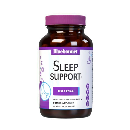 Bluebonnet Nutrition Sleep Support, Rest & Relaxation Whole Food-Based Formula*, Non-GMO, Vegan, Gluten-Free, Kosher Certified, Soy-Free, Dairy-Free, 60 Vegetable Capsules, 60 Servings