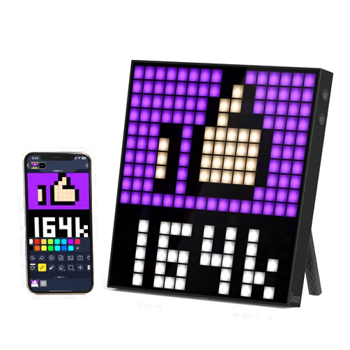 Divoom Pixoo 16 - Pixel Art Digital Clock with APP Control & WiFi Connects, 16x16 Pixel LED Large Display Smart Clock with Date, Event Reminder, Message Board for Home, Office, Bedrooms