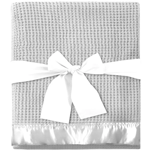 NADOBA Thermal Waffle Baby Blanket with Satin Trim 36 x 50 – Soft, Breathable, Machine Washable Blanket for Newborns & Toddlers – Ideal for Crib, Stroller & Car Seat