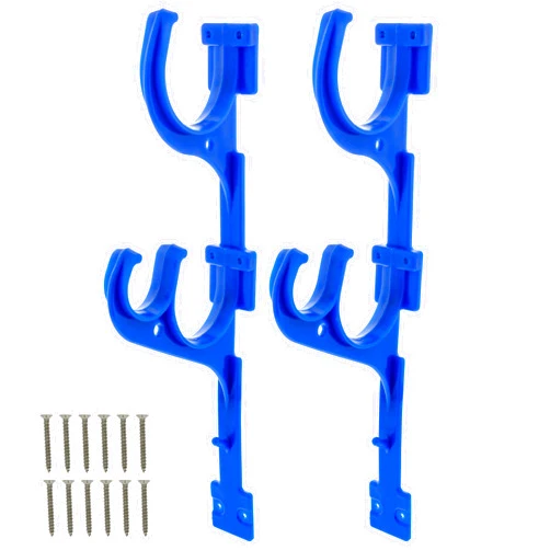 U.S. Pool Supply Pool Pole Hanger - 2 Plastic Pool Hooks for Poles - Equipment Fence Hook for Nets, Skimmers, Leaf Rakes, Vacuums, Vacuum Hoses, Telescopic - Attach Accessories, Holder Organizer