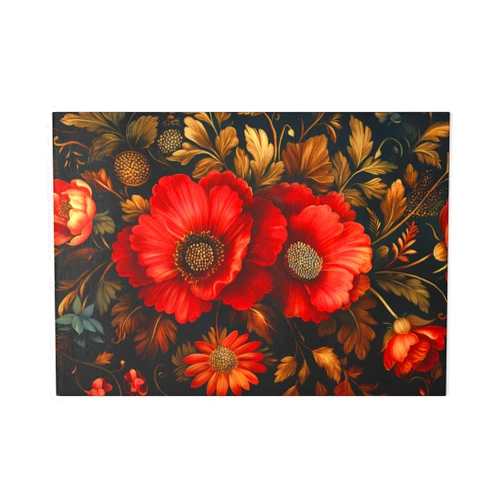 GENERIC ElegantlySimple - Made in the USA - Tempered Glass Cutting Board, Red Poppies Russian Khokhloma Charcuterie Tray