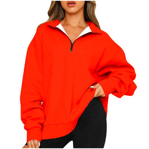 Ceboyel Womens Quarter Zip Oversized Sweatshirt Solid Pullover Hoodie Y2K Fall Sweaters Shirts Fashion Trendy Clothes 2023