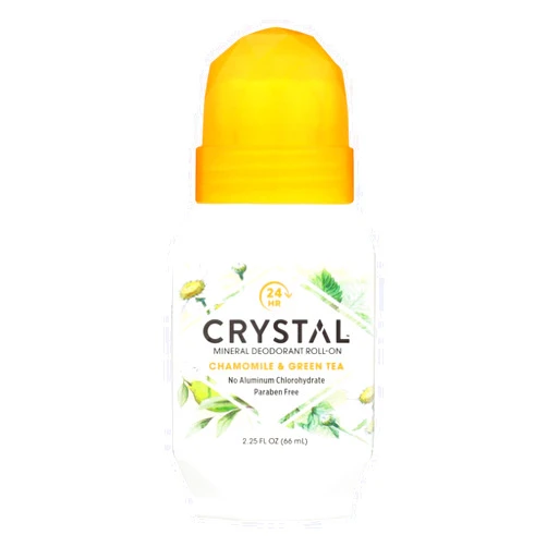 Crystal Essence Mineral Deodorant, Roll-On Chamomile and Green Tea, 2.25 Fl Oz (Pack of 1) (31661)