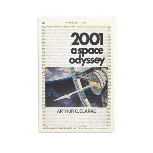 Generic Room Aesthetics Poster 2001 A Space Odyssey Book Cover Canvas Wall Art Poster，Famous Writer Arthur C Clarke Retro Literature Interior Canvas Painting Posters And Wall Art Poster08x12inch(20x30cm)