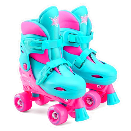 Xootz Kids Quad Skates, Beginner Adjustable Roller Skates Girls, Pink/Blue