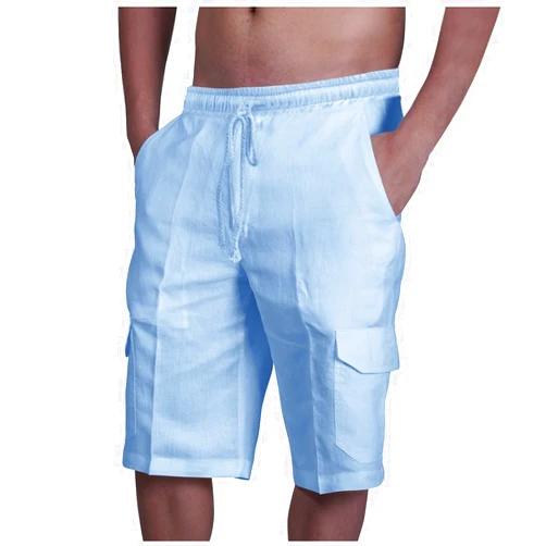 Hnhmli Cargo Shorts for Mens Drawstring Elastic Shorts Stretch Waist Loose Beach Shorts 2024 Summer Casual with Multi Pockets