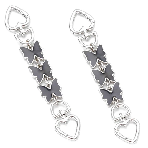 AUMEY Butterfly Purse Extension Chain,Metal Shoulder Extension Handbag Replacement Strap, Bag Strap Extender Accessory (Style3 Silver+Black)