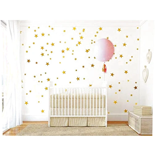 BugyBagy Wall Decals Gold Stars for Kids Room, 3-4-5centimeter Mix 112 Pcs, Easy to Peel Easy to Stick, Safe On Walls and Paint, Vinyl Decor by Bugybagy. (Matte Gold)