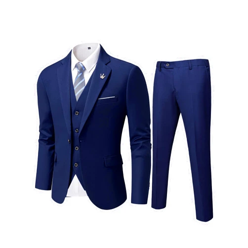 MY'S MY’S Men's 3 Piece Slim Fit Suit Set, One Button Solid Jacket Vest Pants with Tie