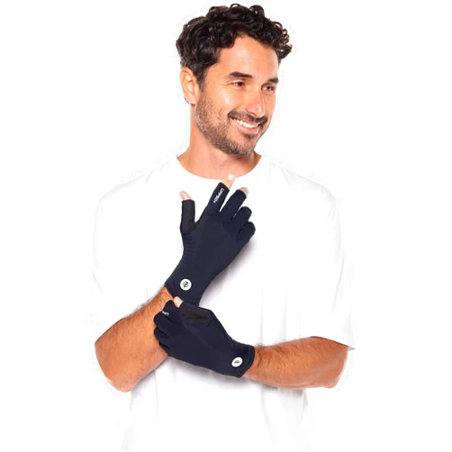 Coolibar UPF 50+ Unisex MaxShield Multi-Sport Fingerless Gloves - Sun Protective (Medium- Black)