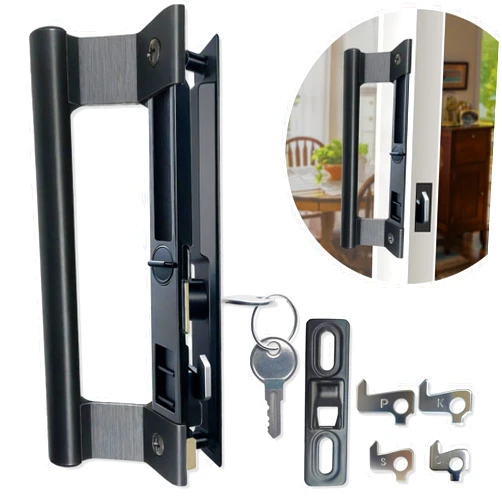 Young Dance Sliding Glass Door Handle Set with Lock - Easy to Install,Patio Sliding Door Handle Fits for 1 to 1-1/8 Door Thickness,6-5/8