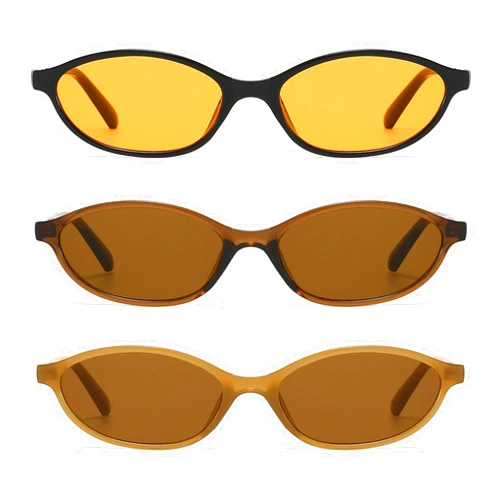 NULOOQ Retro Oval Cat Eye Sunglasses for Women Y2k Trendy Small Narrow Sunnies 90s Designer Sun Glasses