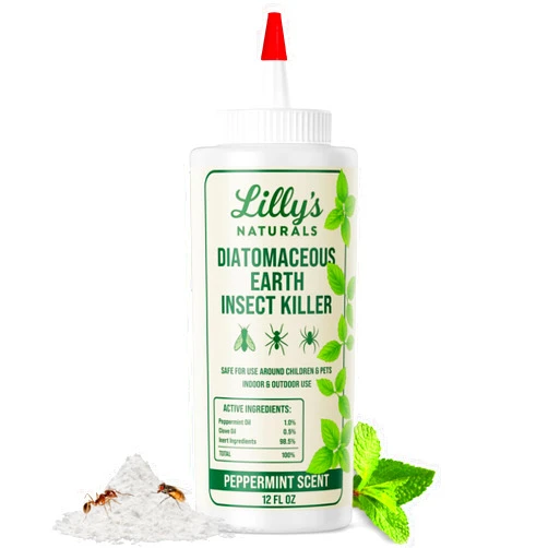 Lilly's Naturals Diatomaceous Earth Food Grade with Peppermint Oil Crawling Insect Killer | Indoor Pest Control Powder for Bed Bug, Roach, Ant, Fleas | Lilly's naturals, 12 fl oz