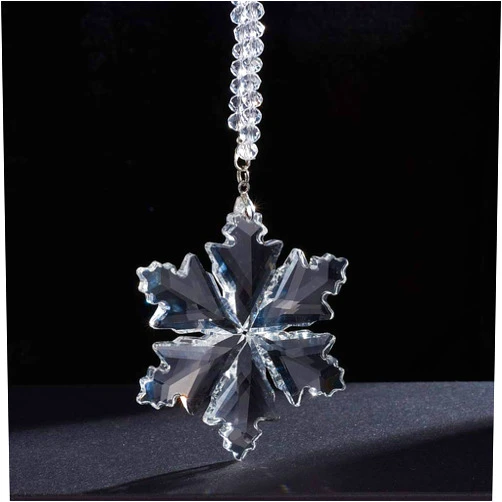 XhuangTech Crystal Snowflake Car Charm Car Rear View Mirror Hanging Ornament Hanging Pendant Auto Interior Decoration, White