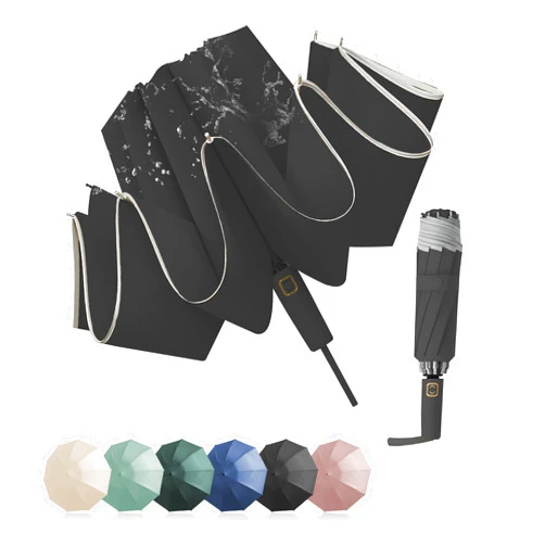 Zeproage Inverted Umbrella, Reverse Folding Umbrella, Auto Open & Close, UV Protection, Windproof, Reflective Strip, 10 Rib Aluminum Frame, for Car & Outdoor Use