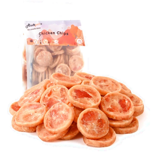 ASMPET Chicken Jerky Chicken Chips Dog Treats, Flavorable Dog Snack Rich in Protein All Natural Ingredients Free Grain Chewy Treat, Lovely Round Chicken Piece for Large Medium Dogs