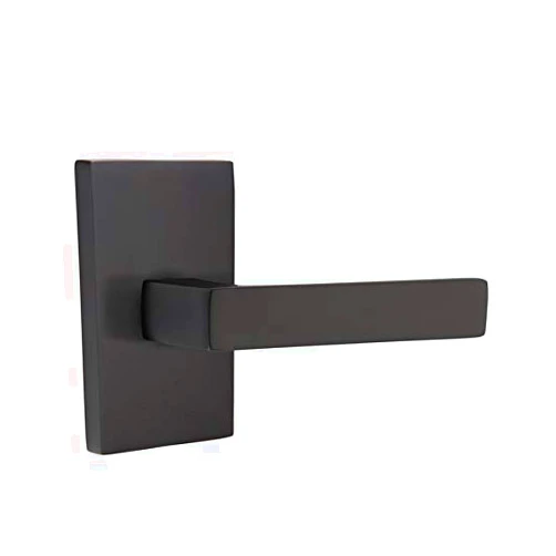 EMTEK Concealed Fastener Modern Rectangular Rosette Passage Set with Matching Finish Dumont Lever - Choice of 7 Finishes - C5112DTUS19 - Flat Black (US19)