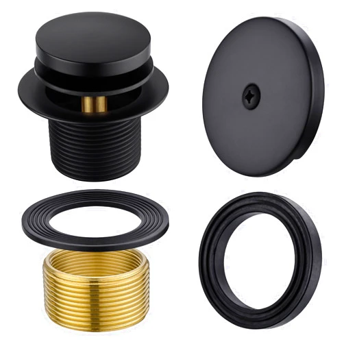 Anpean Brass Tip-Toe Tub Drain Kit, Matte Black Tub Drain and Overflow Kit with Single Hole