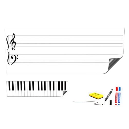 HOMiDEK Large Magnetic Backing Dry Erase Music Staff Whiteboard Sheet, 47