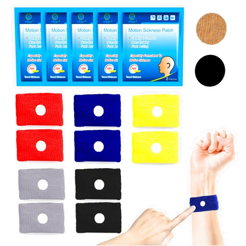 KONGDY 10 Pcs Sea Motion Sickness Wrist Bands & 10 Counts Motion Sickness Patches for Cruise, Morning Sickness, Travel & Car Sickness, No drowsy Anti-Nausea Bands