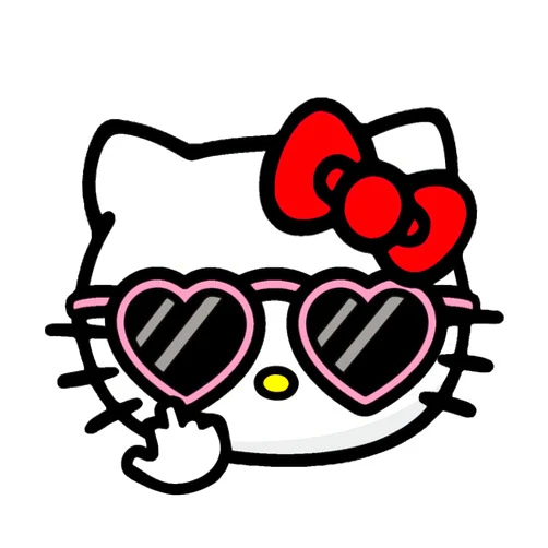 ikigomu-Hello Kitty with Sunglasses Cartoon Decal Sticker for Car//Truck/Laptop