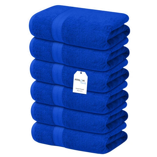 Avalon Towels Luxury Hand Towels Size 16x28 Inches Pack of 6 - Premium Cotton, Soft and Highly Absorbent Hand Towels for Bathroom, 600 GSM Face Towels, Hotel & Spa Quality, Quick Dry (Royal Blue)