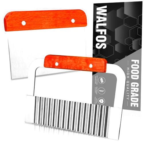 Walfos Stainless Steel Wavy & Straight Soap Mold Loaf Cutters, 2 Packs Soap Cutter for Soap, Garnish, Potato, Vegetable & Cake, Silver