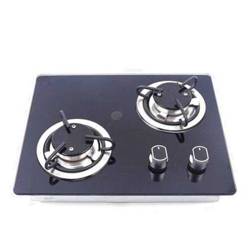 LOYALHEARTDY LPG Gas Stove Hob, GR-B003 Boat/Caravan RV Gas Stove Multi-Level Power Adjustment with Tempered Glass 2-Burner for Camping(Black)