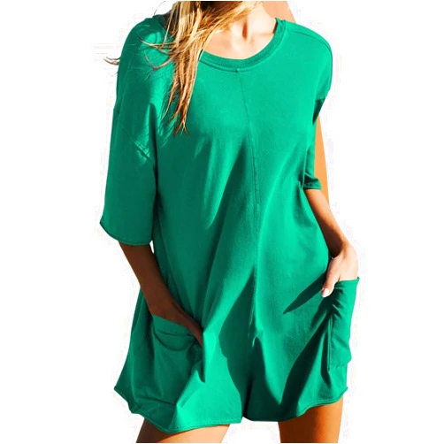 Adokioths Women's Summer Oversized T-Shirt Rompers Short Sleeve Backless Loose Athletic Jumpsuits Overalls with Pockets