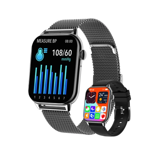 yussa Blood Pressure Smartwatch | Android Smartwatch &iPhone Compatible | Answer/Make Calls | Speaker | 2Straps | 1.86'' Full Screen | Fitness &Health Tracking | +20 Sports | Man and Woman (Black)