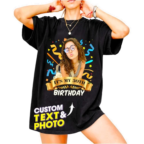 Mit & Mia Custom Birthday Shirt for Women Men Custom T Shirts Personalized Gifts for Birthday Funny Face Shirts with Photos