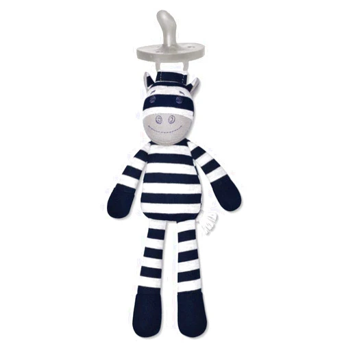 Organic Farm Buddies by Apple Park Pacifier Buddy | Non-Toxic, Hypoallergenic, 100% Organic Cotton for 0m+ | Pacifier Holder for Newborns and Infants (Ziggy Zebra)