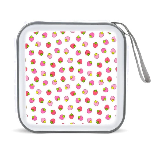 Zenladen1478 Cute Pink Strawberry CD Case Portable DVD Storage Box CD Wallet Holder Organizer for Car