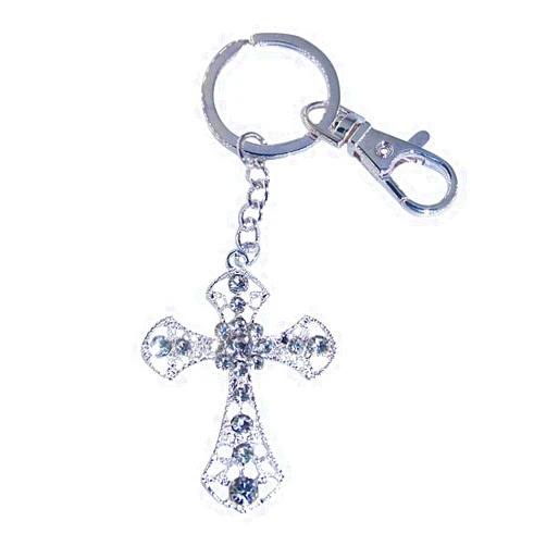 DesignedDazzle Cross Sparkling Rhinestone Key Chain for Purse or Handbag or Cell Phone Pendant Charm