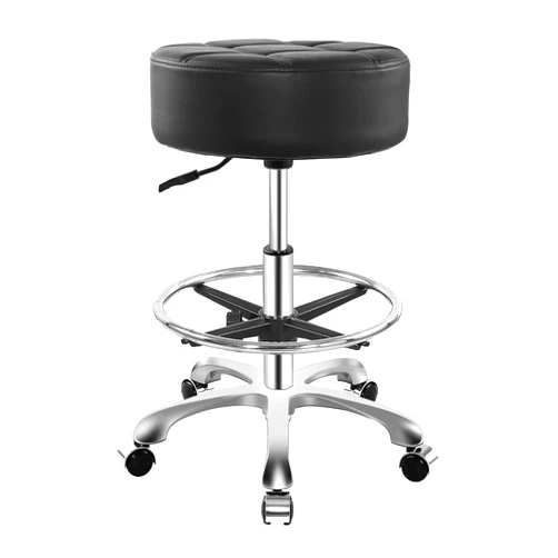 Ainilaily Rolling Stool for Shop Work Medical Tattoo Salon Lash,Heavy Duty Esthetician Hydraulic Chair Stool with Wheels (Black,with Foot Rest)