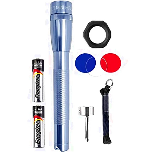 MagLite Mini LED Flashlight - Ultra Bright 127 Lumens, Adjustable Beam, Water-Resistant IPX4, Shock Resistant, 2 Power Modes, includes 2 AA Premium Alkaline Batteries - (Combo Pack, Gray)