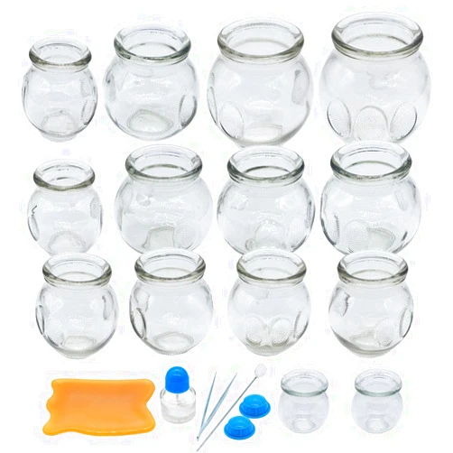 NFZUNW Cupping Therapy Sets,14 Cups Thick Chinese Acupoint Glass Cupping Therapy Set for Professionals,for Massage Back and Relieve Fatigue