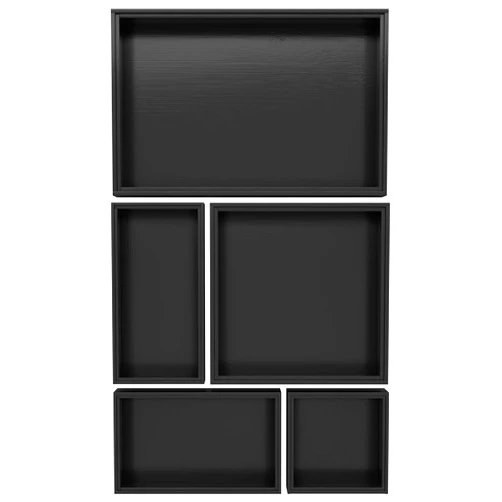 Bambloom Black Bamboo Bathroom Drawer Organizer, Wooden Kitchen Utensil Holder Set of 5, Stackable Junk Drawer Organizer Tray, Multi-Use Storage Bins Boxs Dividers for Home, Office, Clothing, Makeup, Jewelry